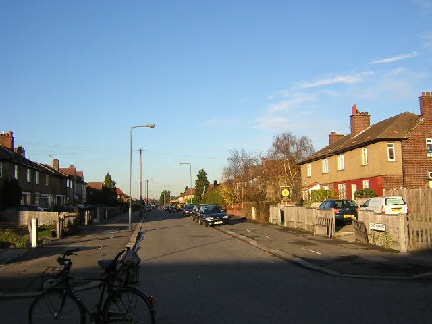 Looking up Crown Road from where Crown Road and Duke Road converge at the bottom of the map on the left